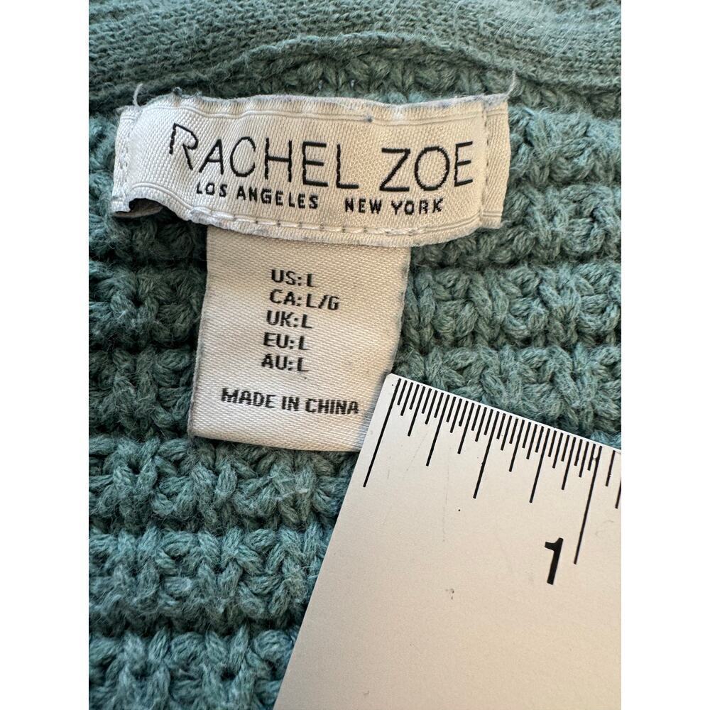 Rachel Zoe Womens L Long Sleeve Knit Sweater Teal Aqua Color Cotton Blend - Picture 5 of 7